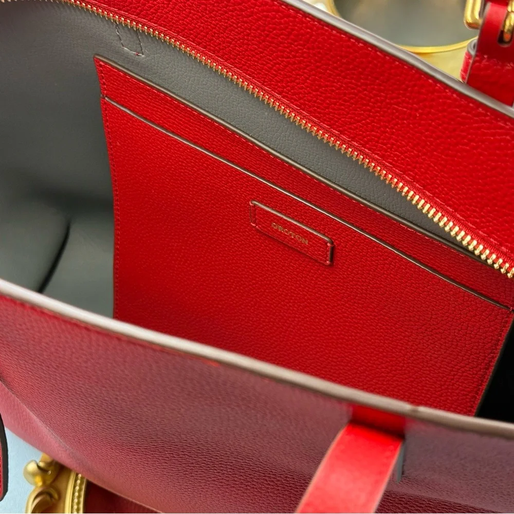 🆕 OROTON 🧿 NWOT Margot Medium Zip Tote Bag, Red Leather